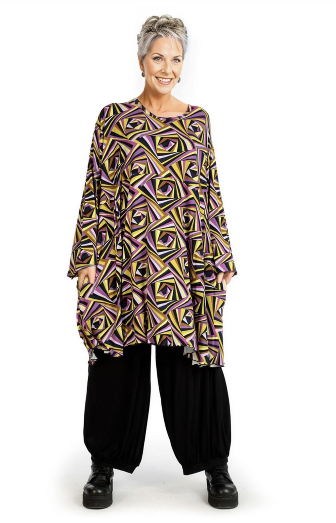 AKH oversized viscose tricot A-lijn tuniek  apart stretch