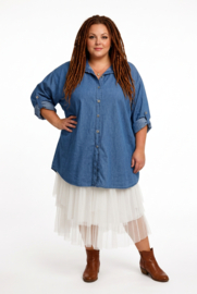 ITALIA oversized katoen jeans blouse/hemd/in meerdere kleuren
