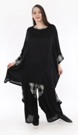AKH viscose mix tuniek met een zak /apart/ zwart/grijs