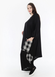 AKH viscose mix tuniek met een zak /apart/ zwart/grijs