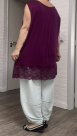 ITALIA oversized  viscose tricot top/tuniek met KANT apart/in meerdere kleuren