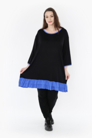 AKH oversized viscose tricot A-lijn tuniek  apart stretch zwart/blauw