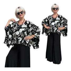 Naveed  oversized viscose jersey top zwart/wit