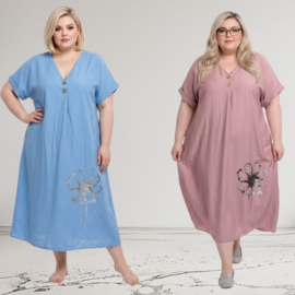 ITALIA MODA  viscose geborduurde jurk/in meerdere kleuren