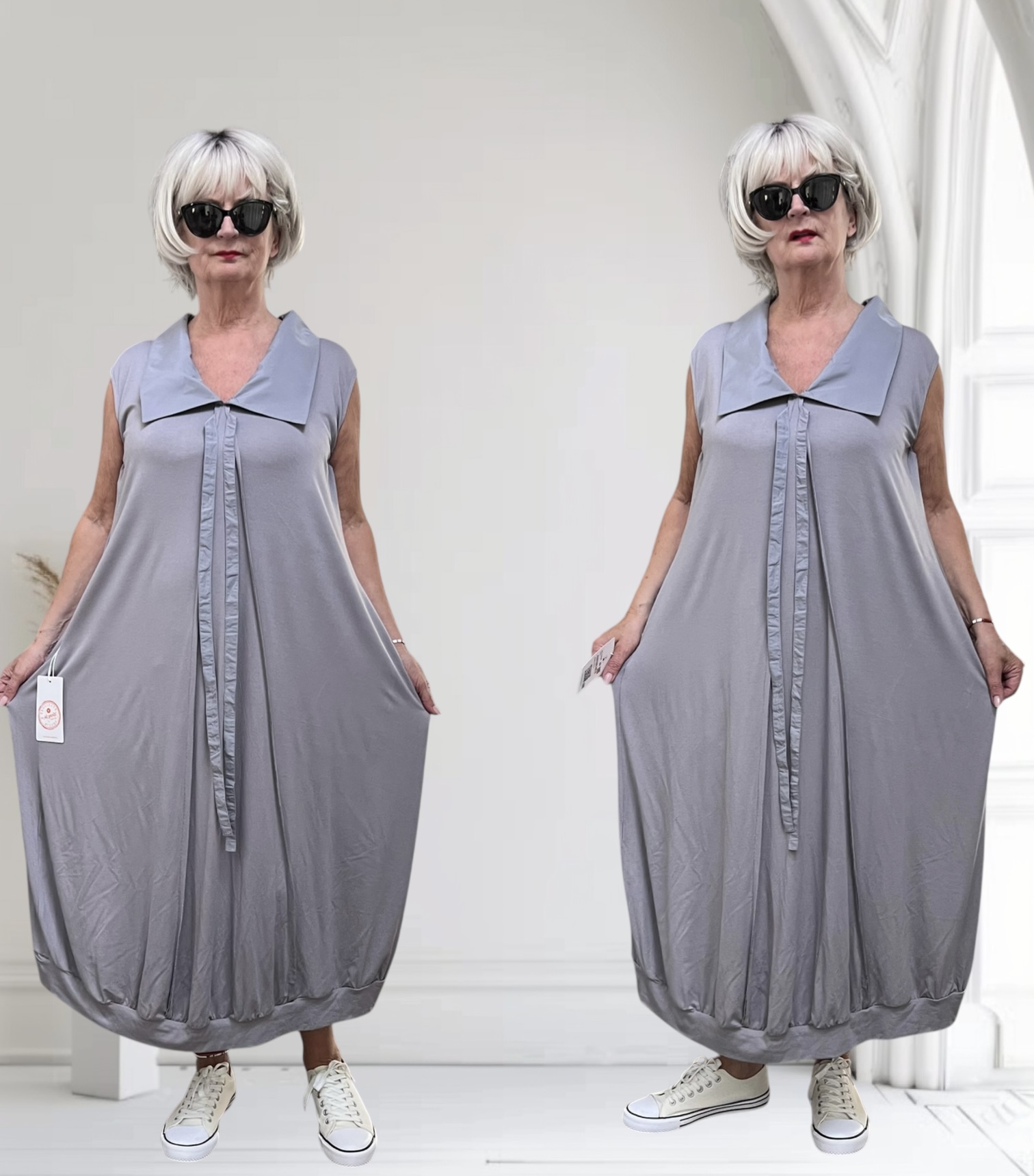 ALYANS viscose A-lijn jurk stretch