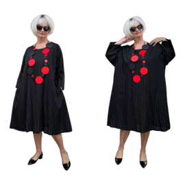 AKH oversized linnen mix A-lijn jurk/tuniek met zakken apart zwart