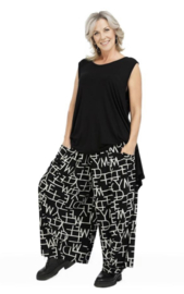 AKH oversized viscose broek stretch zwart/grijs