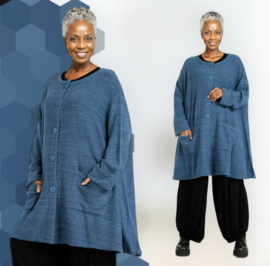 AKH gebreide oversized bouclé  A-lijn katoen vest/blazer apart stretch
