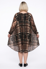 ITALIA MODA viscose chiffon met accordeonplissé A-lijn jurk gevoerd /stretch