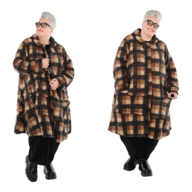 AKH oversized A-lijn  winterjas van knuffelzachte teddykwaliteit/gevoerd /stretch
