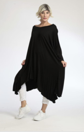 AKH oversized viscose A-lijn jurk apart stretch  zwart