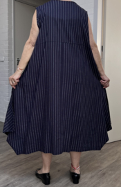 AKH oversized linnen mix A-lijn jurk apart donkerblauw