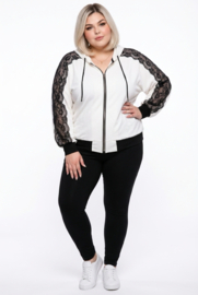 SASHA DIVA oversized bomberjack met kant wit/zwart/premium kwaliteit stretch
