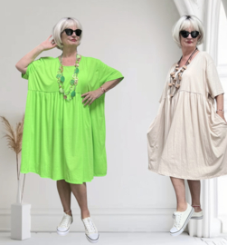 ITALIA MODA oversized katoen A-lijn jurk met zakken  stretch /in meerdere kleuren