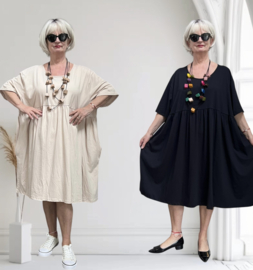 ITALIA MODA oversized katoen A-lijn jurk met zakken  stretch /in meerdere kleuren