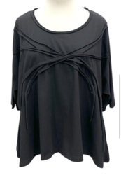 AKH oversized jersey viscose mix A-lijn tuniek apart stretch zwart/wit