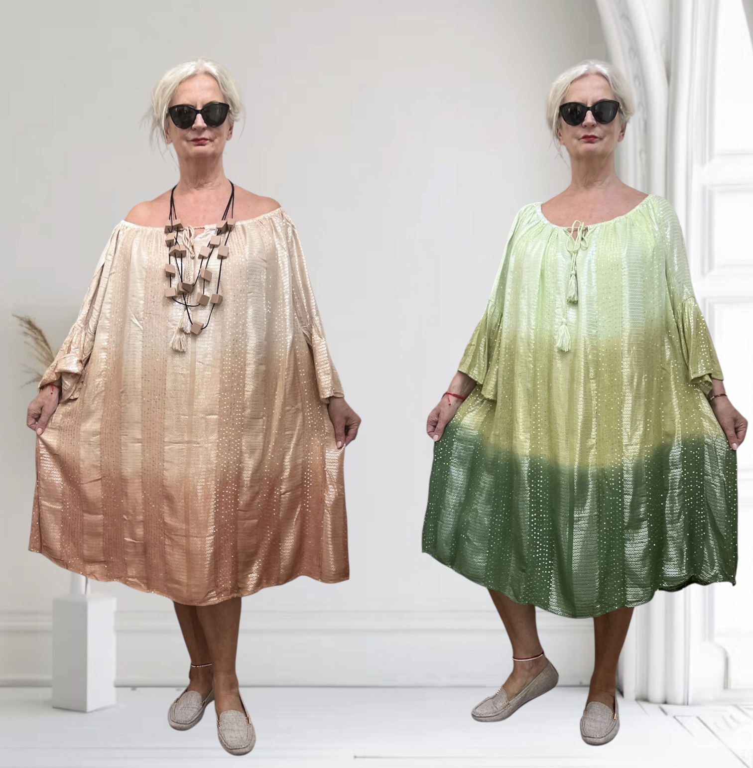 UNIDIVA viscose BOHO jurk gevoerd apart/in meerdere kleuren