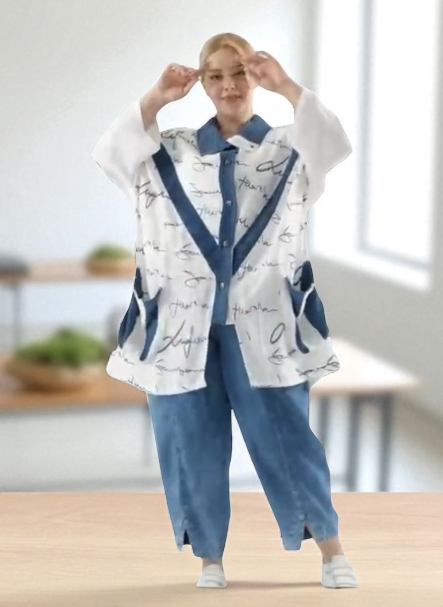 Zedd Plus viscose blazer/vest/zomerjas apart
