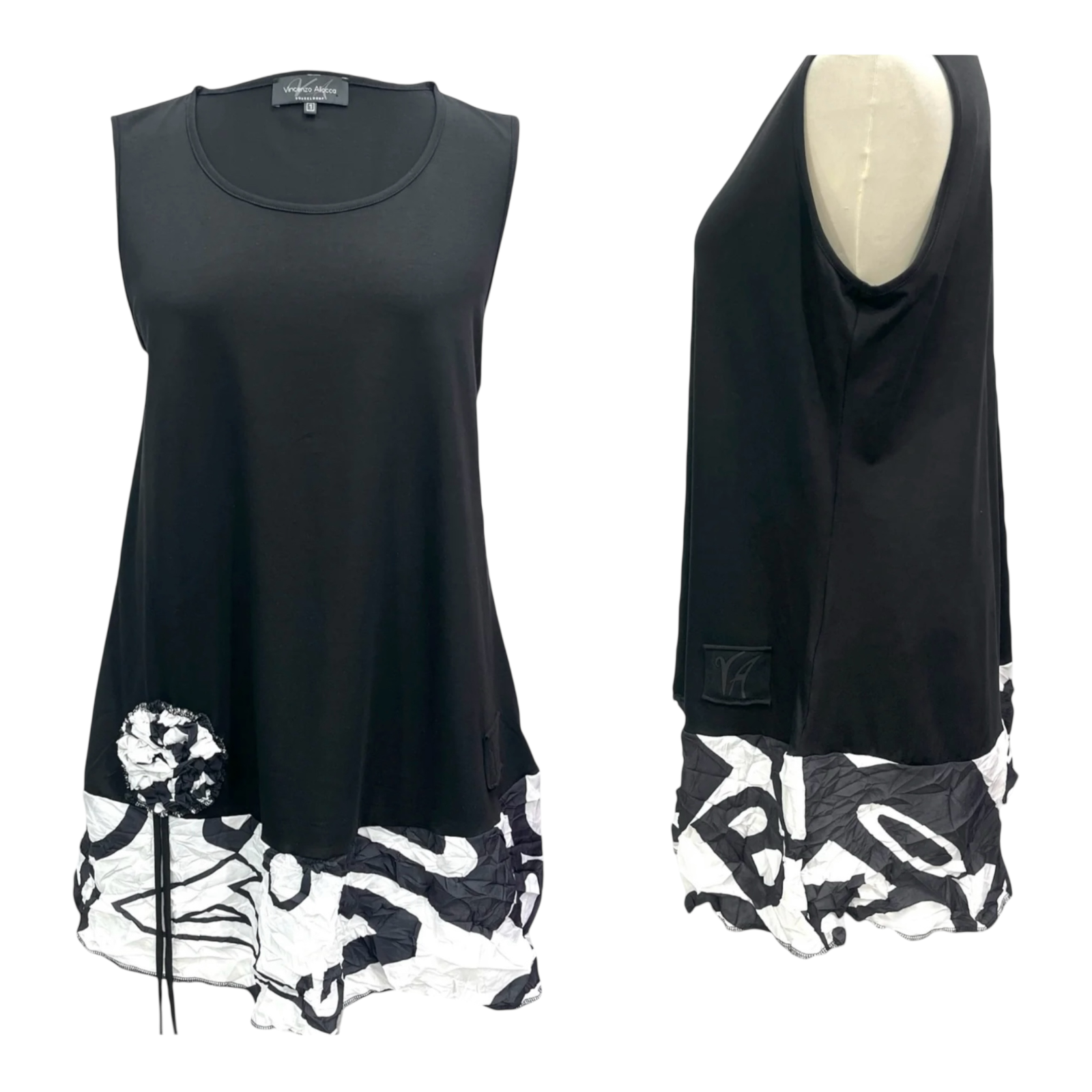 Vincenzo Allocca oversized katoen A-lijn tuniek apart/stretch /zwart/wit