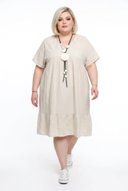 ITALIA MODA geborduurd linnen/viscose A-lijn jurk