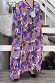 Francesca Romantica oversized A-lijn viscose chiffon overjurk met touwtjes  apart (extra groot)