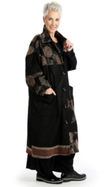 AKH oversized lange wollen winterjas/mantel gevoerd