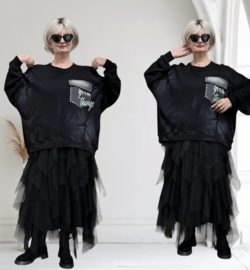 RE DESIGN oversized joggingstof top zwart/premium kwaliteit/stretch