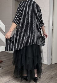 AKH viscose A-lijn tuniek met zakken apart stretch zwart/wit