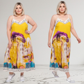 ITALIA Moda oversized viscose /zijde A-lijn zomer jurk