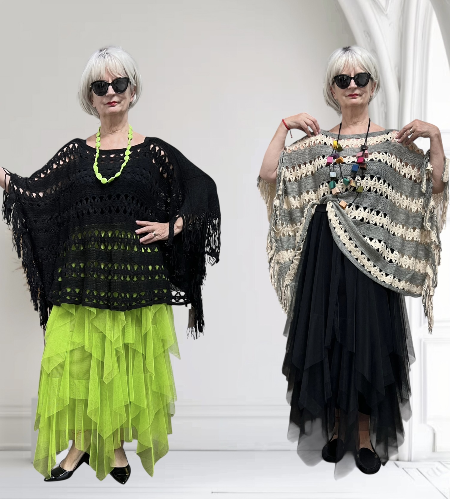 MM Sweet oversized acryl gebreide top/poncho /in meerdere kleuren
