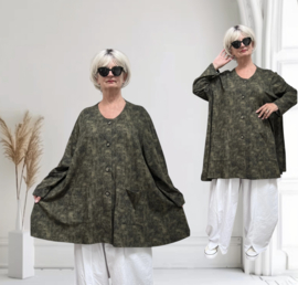 AKH oversized tricot katoen A-lijn blazer/vest apart stretch