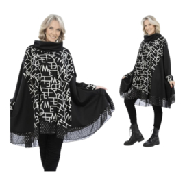 AKH oversized viscose A-lijn tuniek  apart zwart/grijs stretch
