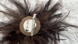 Paris veer decor broche corsage met clip/speld zwart
