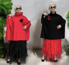 ITALIA oversized viscose mix gebreide top/tuniek met broche/in meerdere kleuren