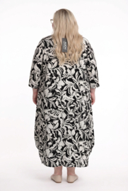 AKH oversized viscose ballon jurk zwart/wit