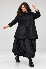 Vincenzo Allocca oversized katoen A-lijn jas/blazer/vest apart/stretch zwart
