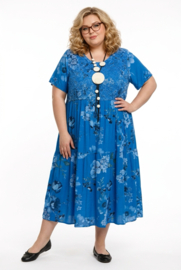 ITALIA MODA viscose/katoen A-lijn jurk met KANT/ /in meerdere kleuren