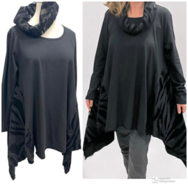 Vincenzo Allocca oversized katoen A-lijn tuniek met inzet van tule apart zwart