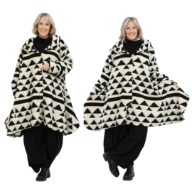 AKH oversized wollen A-lijn winterjas/mantel  gevoerd