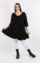 AKH jersey  viscose A-lijn tuniek/jurk apart stretch  zwart