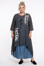 Zedd Plus katoen A-lijn overjurk jeansblauw