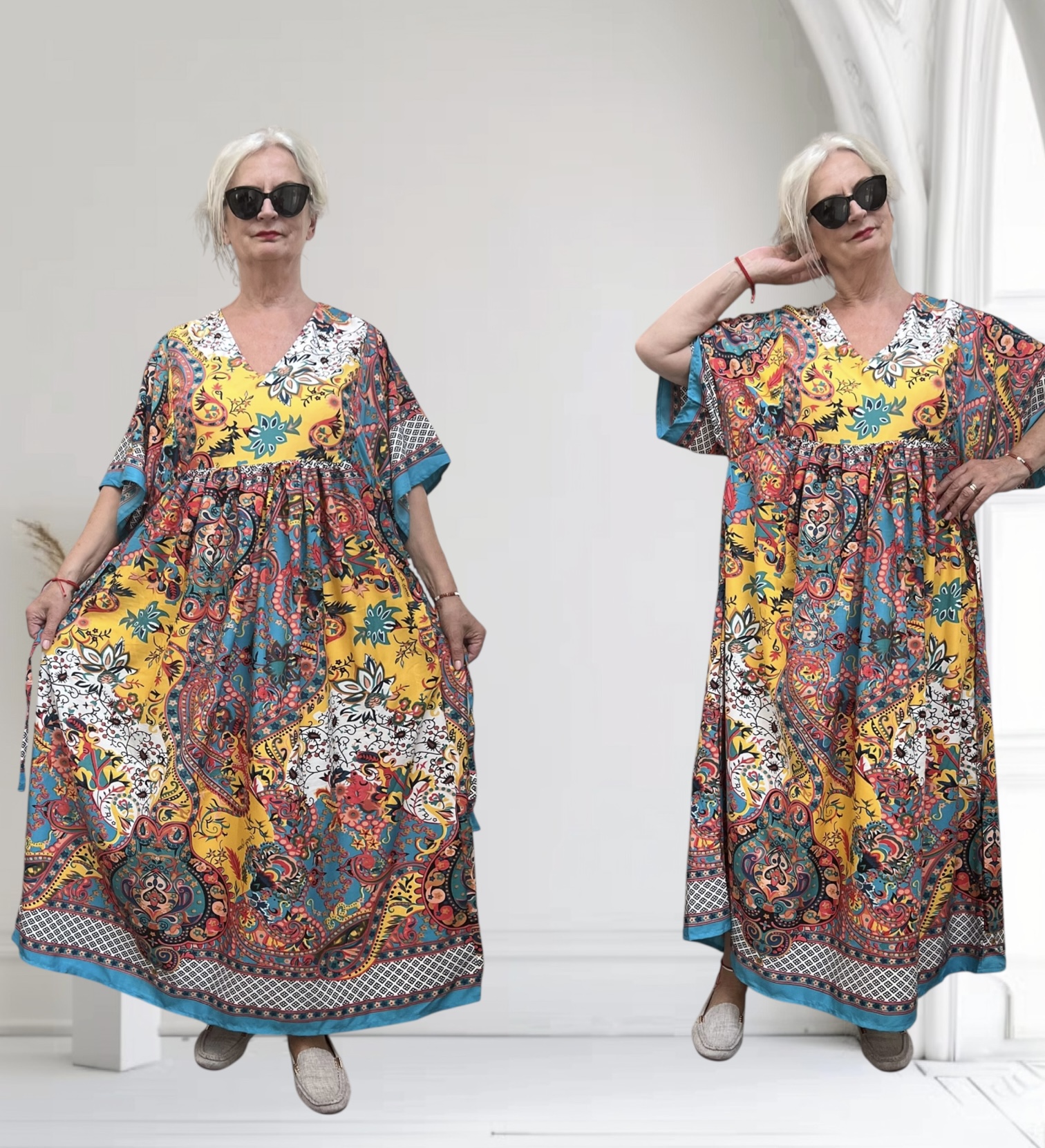 ITALIA oversized viscose/zijde A-lijn zomer jurk/in meerdere kleuren