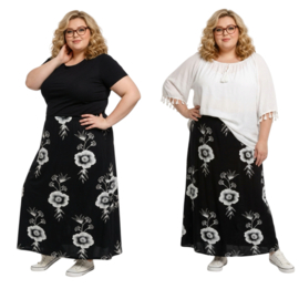 ITALIA MODA viscose tricot rok stretch/zwart /wit