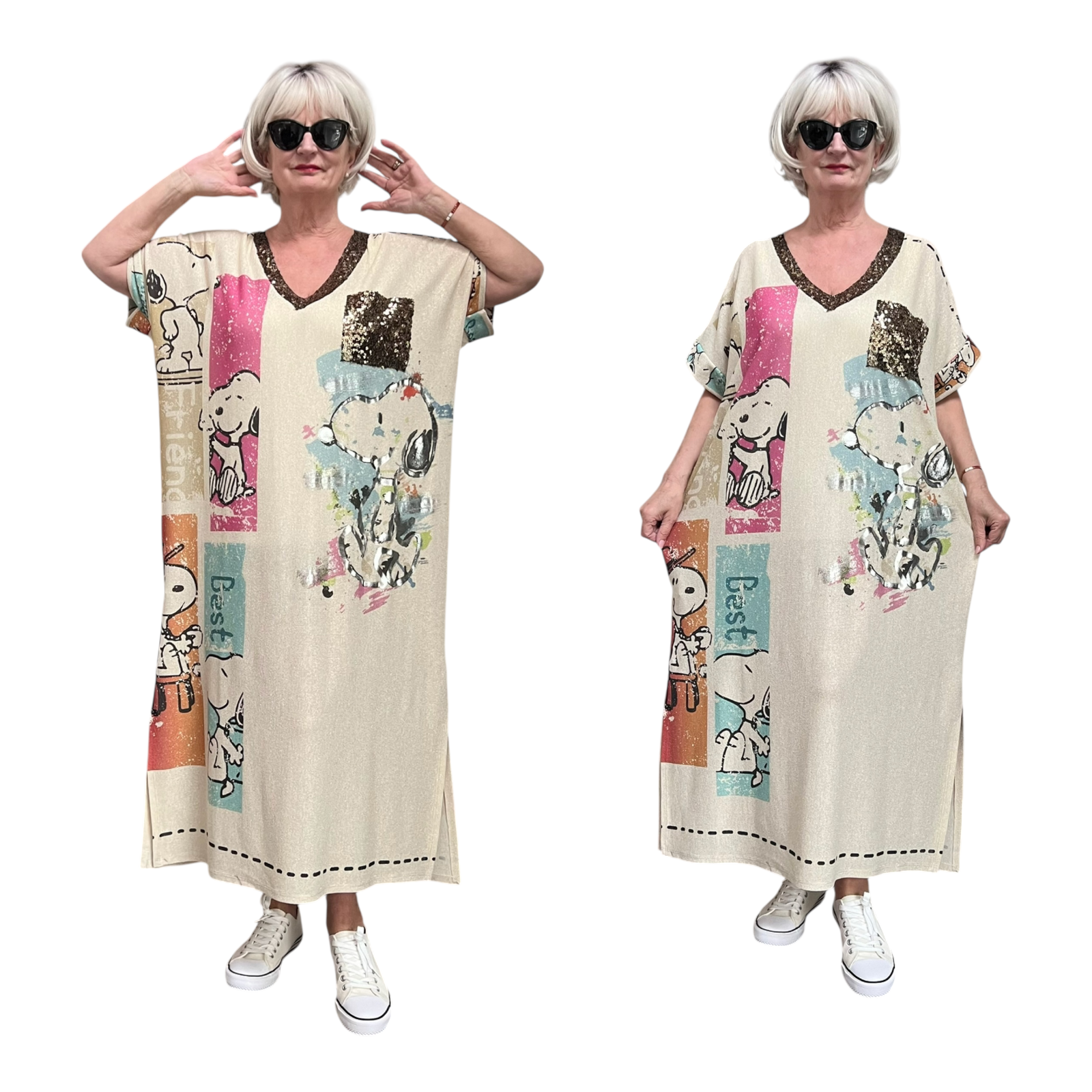 CHARME MODA oversized jurk met glitters stretch