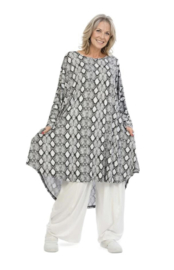 AKH oversized viscose asymmetrisch A-lijn tuniek apart stretch grijs