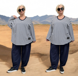 SASHA Noa jersey oversized katoen vrijetijdspak(top + broek) apart stretch donkerblauw