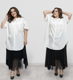 Moonshine oversized katoen blouse apart met boemen /in meerdere kleuren