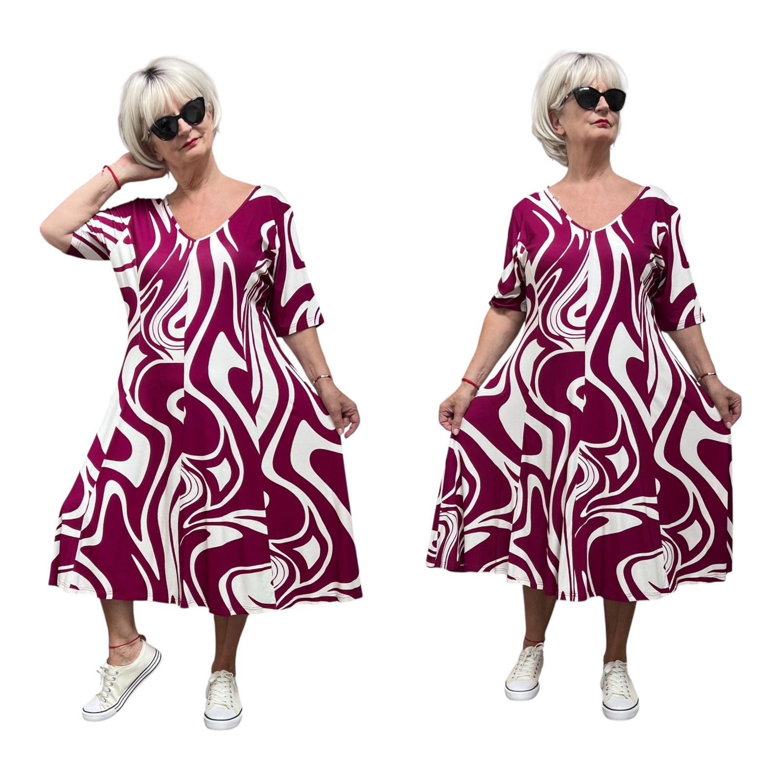 Ophilia viscose A-lijn jurk  stretch