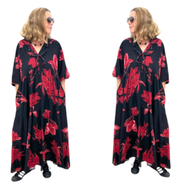 Vincenzo Allocca oversized viscose  BOHO A-lijn jurk apart/zwart