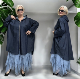 ITALIA MODA oversized katoen jeans A-lijn blazer/jas/vest apart stretch